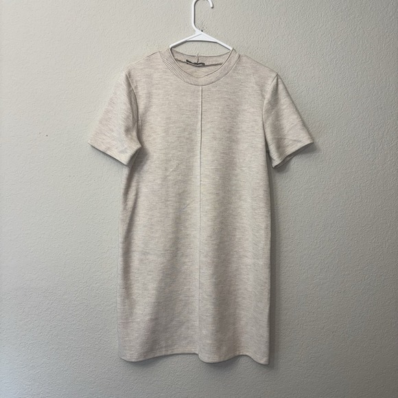 Zara Dresses & Skirts - Zara Short Sleeve Cream Beige Knit Mini Dress Women's Size Medium M Pullover